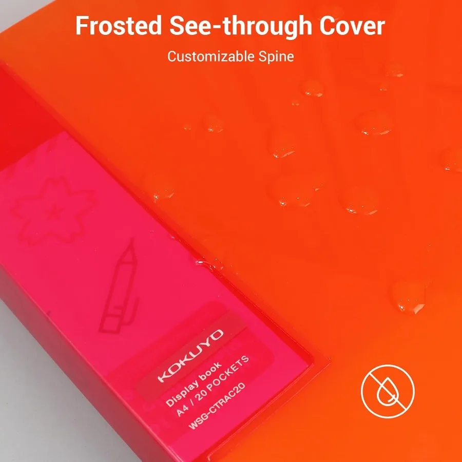 Raccoglitore con maniche in plastica a 20 tasche per esposizione di arte e presentazioni Cartella portfolio in formato A4 da 9x12 pollici con 40 fogli trasparenti