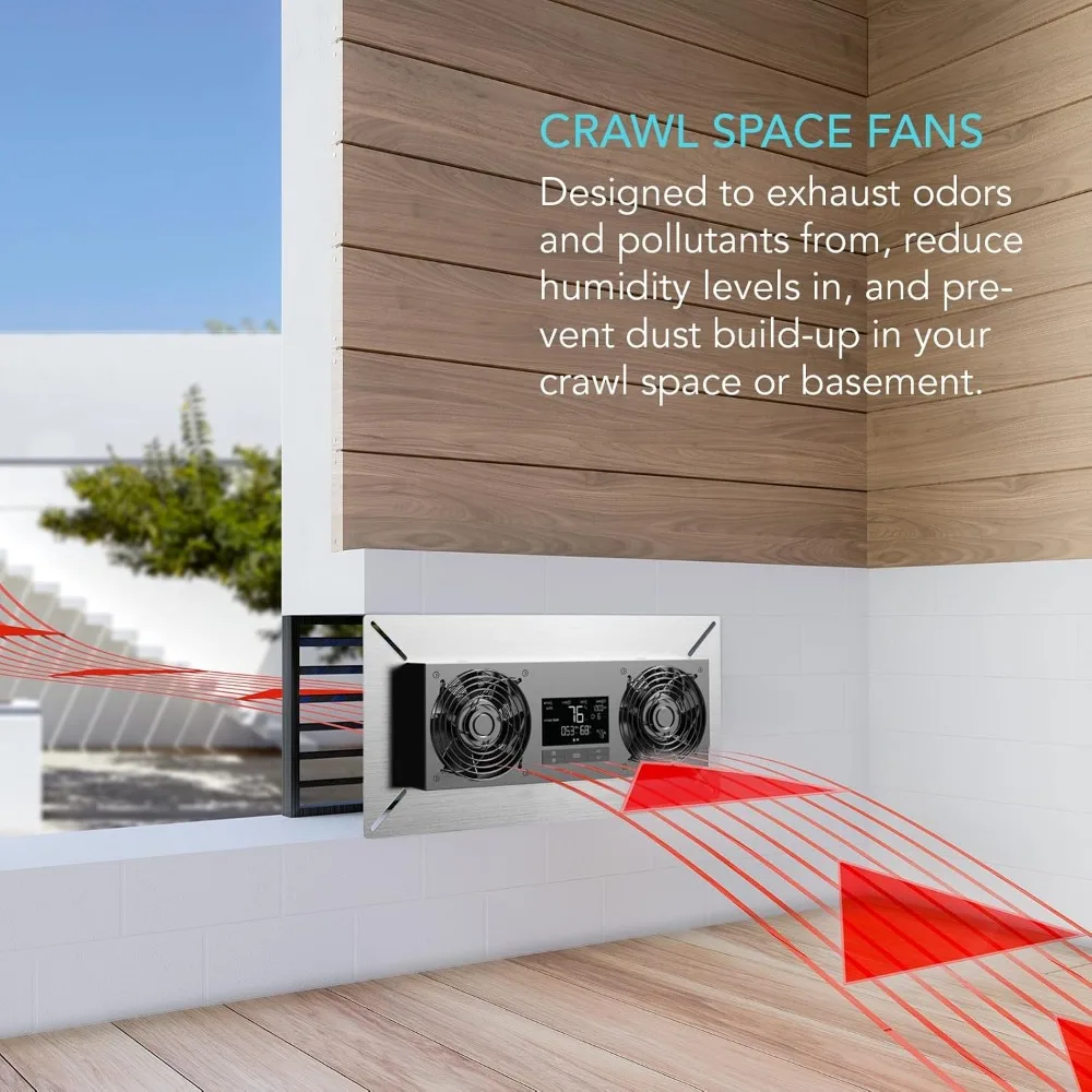 Ventilador de sótano Crawlspace con WiFi, controlador de temperatura y humedad Compatible con aplicaciones, sistema de ventilador de escape nominal de IP-55