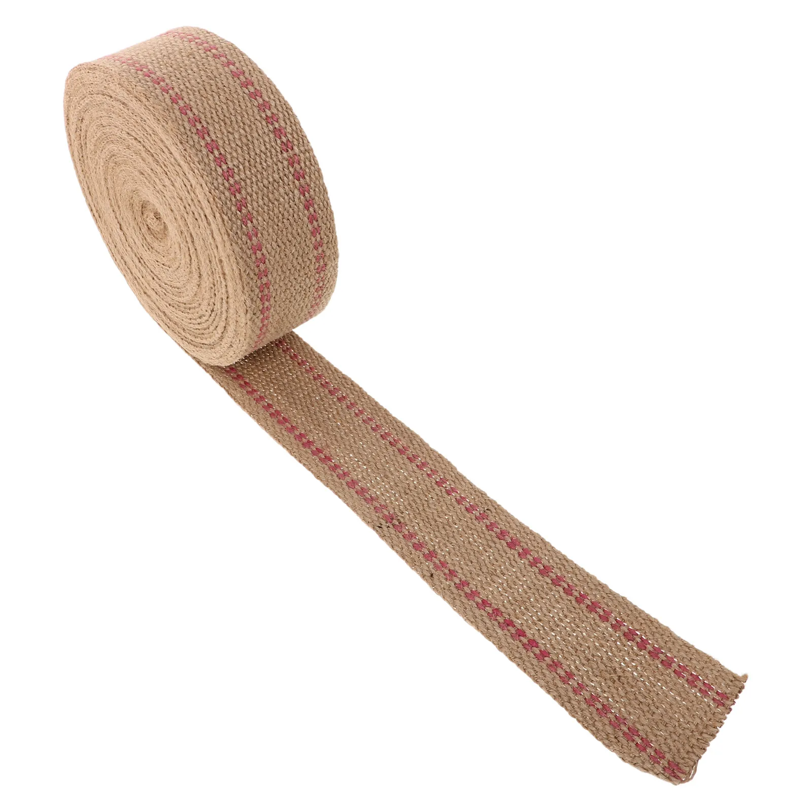 

15M Jute Webbing Strap Red Stripe Reinforcing Tape For Chair Repair Upholstery Furniture Diy Crafts Wide Burlap Ribbon Sofa
