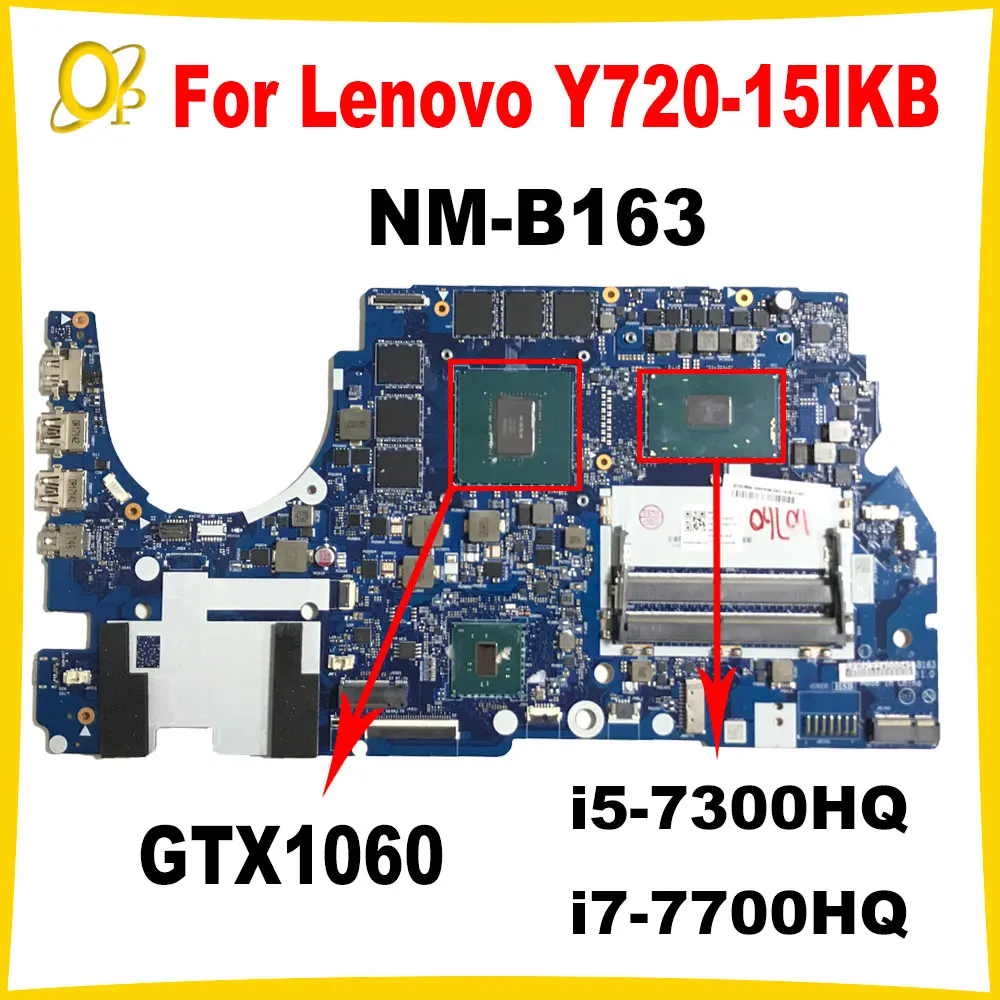 

Материнская плата DY510/DY511 NM-B163 для Lenovo Y720-15IKB, материнская плата для ноутбука i5-7300HQ i7-7700HQ, процессор GTX1060, 6 ГБ графического процессора DDR4, полностью протестирована