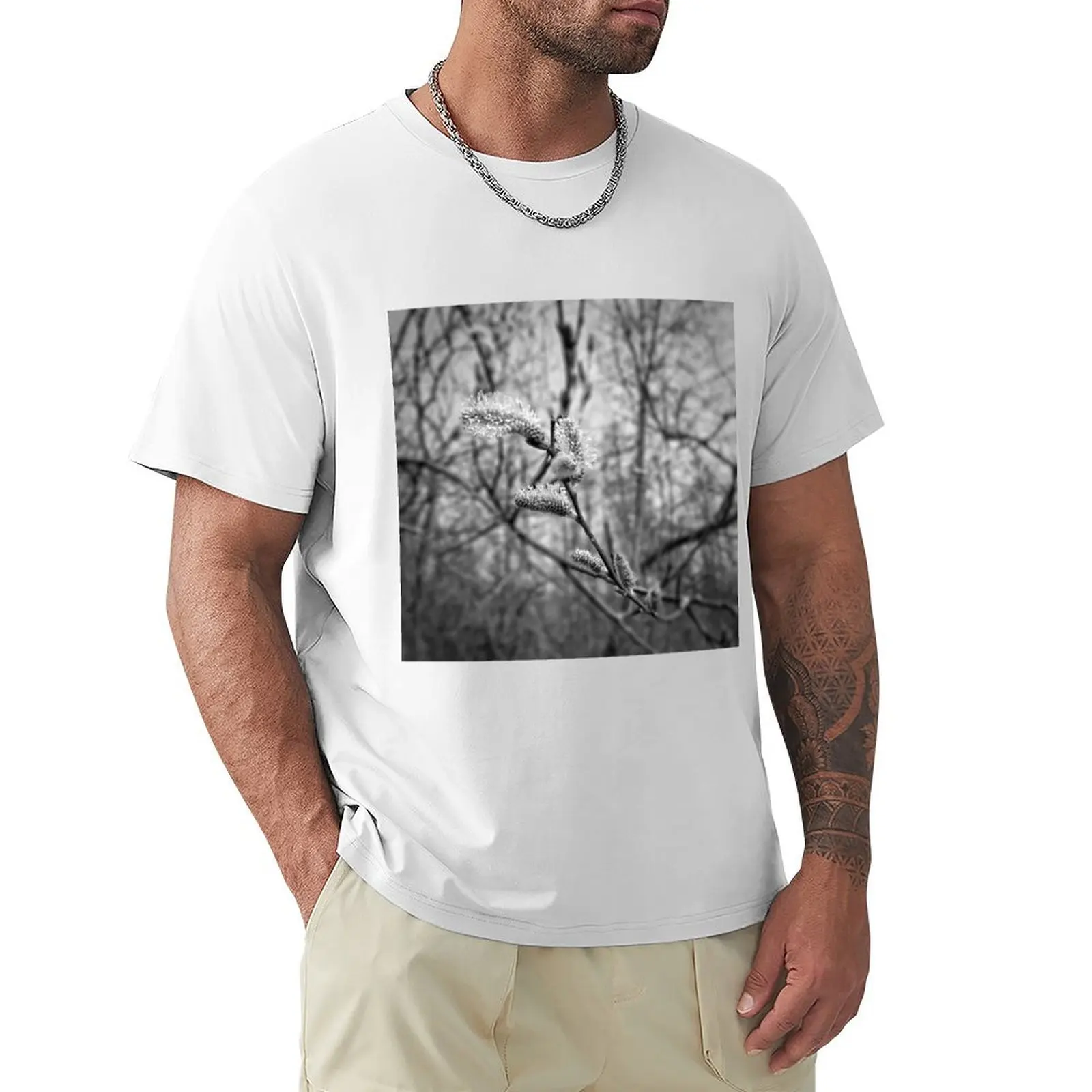 Pussy Willow Buds T-shirt anime clothes graphics mens cotton t shirts