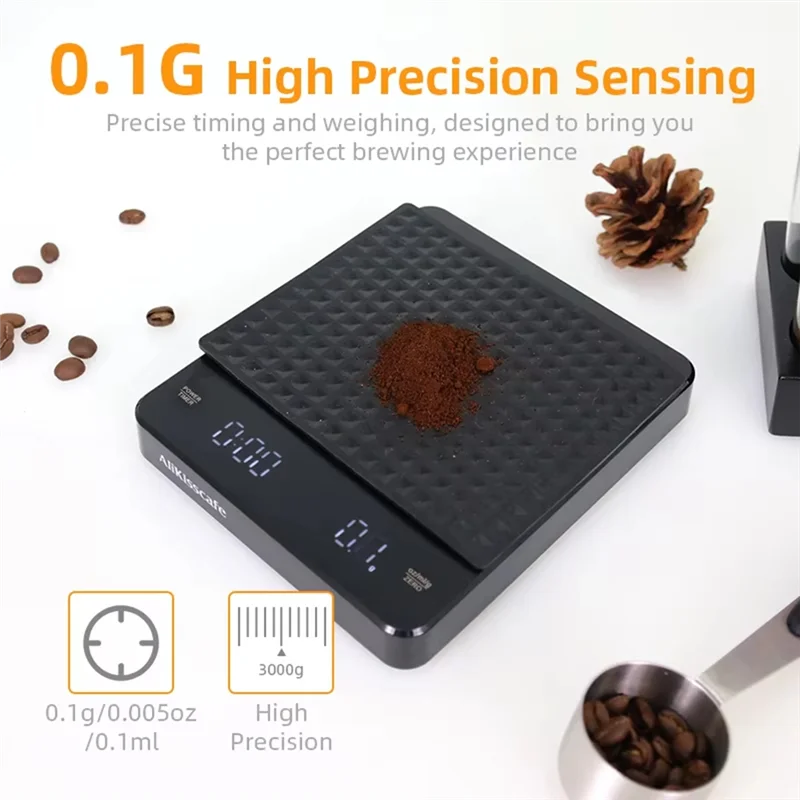 A84X-Coffee Bean Weight Scale Kitchen Scale Digital With Timer High Precision Rechargeable 3 Units(G/Oz/Lb)