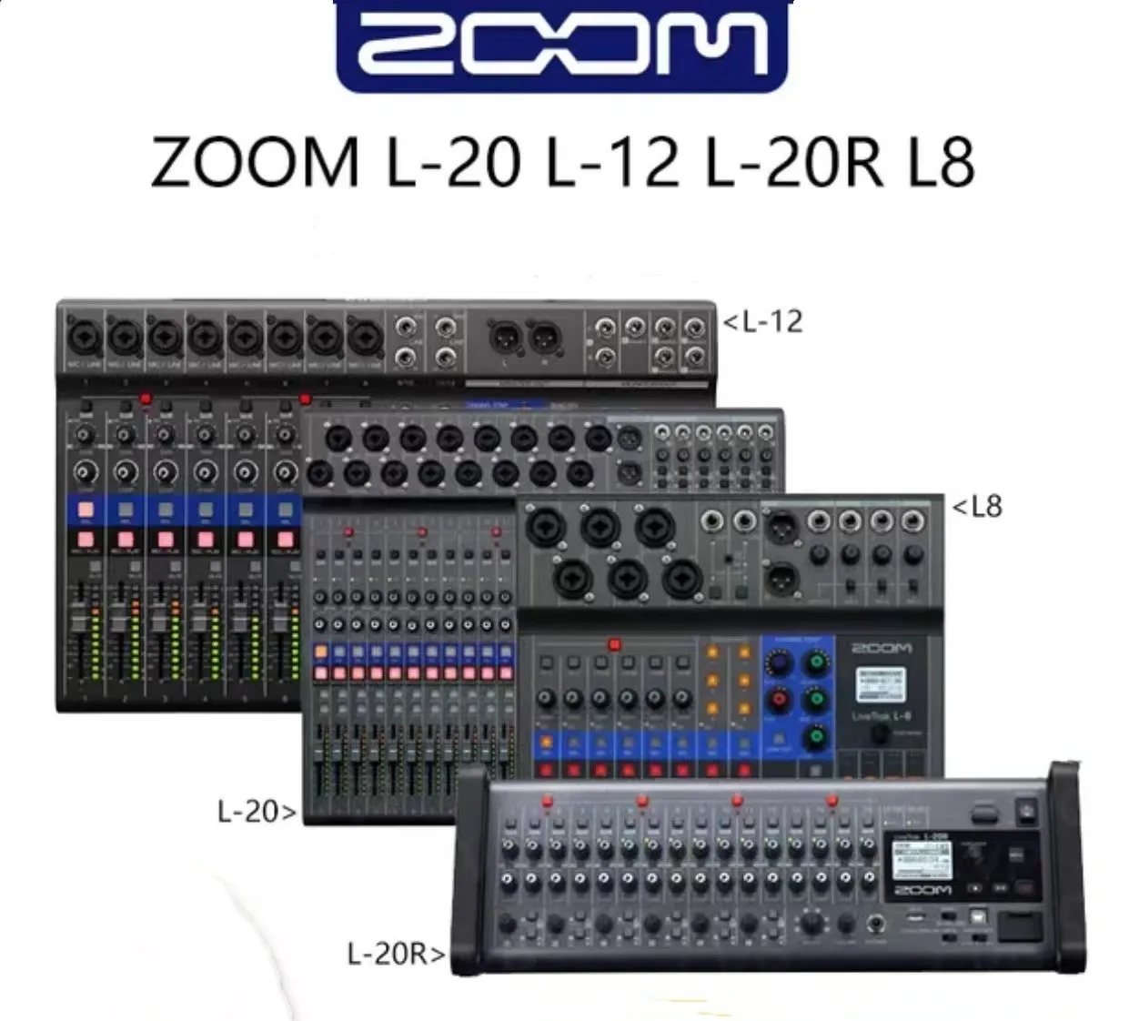 ZOOM LiveTrak L8 L12 L20 L20R Mixer/Recorder mixer for mix monitor record professional-sounding podcasts and music performance