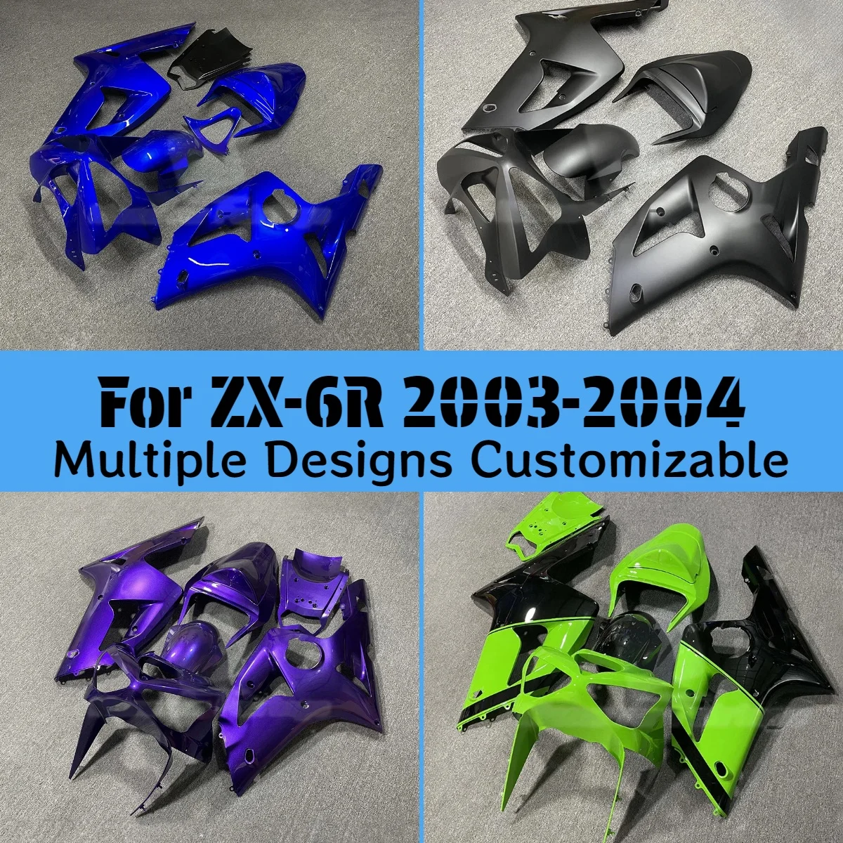 Cool Fairings for Kawasaki ZX6R 2003 2004 Motorcycle ABS Plastic High Quality Fairing Kit ZX 6R 03 04