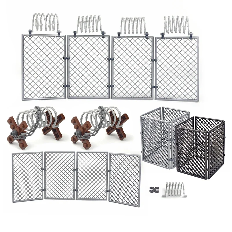 MOC WW2 Military 30104 92338 Chain Building Block Base Barbed Wire Parts City Figures Scene Accessory Fence Isolation Net Brick