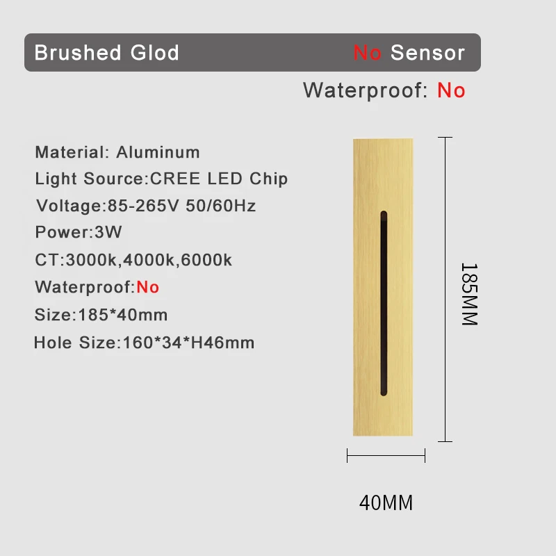 SANDIY Traplamp met bewegingssensor Wandlamp Inbouwtraplampen Beweging Dector Nachtlampen voor Gang Ladder Gangpad Badkamer Armatuur Menselijk Lichaam Inductie Traplamp 110v 220v 230v