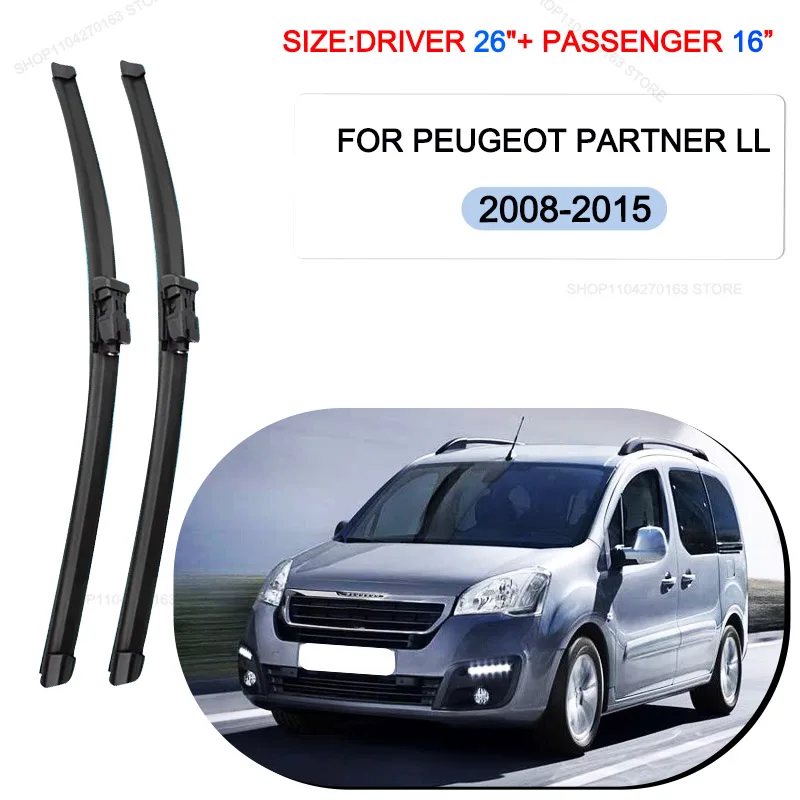 

Car Wiper Blades For Peugeot Partner II 2008-2015 Windshield Windscreen Front Window Blades 26"+16" Car Accessories