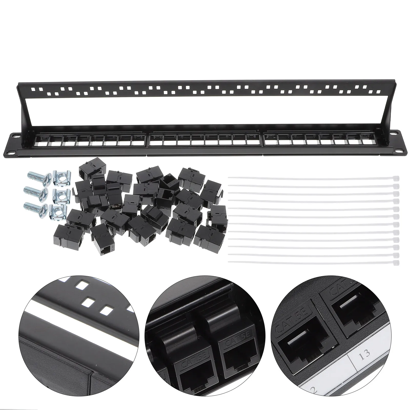 24 Port Network Patch Panel Gold-Plated Contacts Moisture Proof Heat Resistant Rust Proof for Data Center Wiring