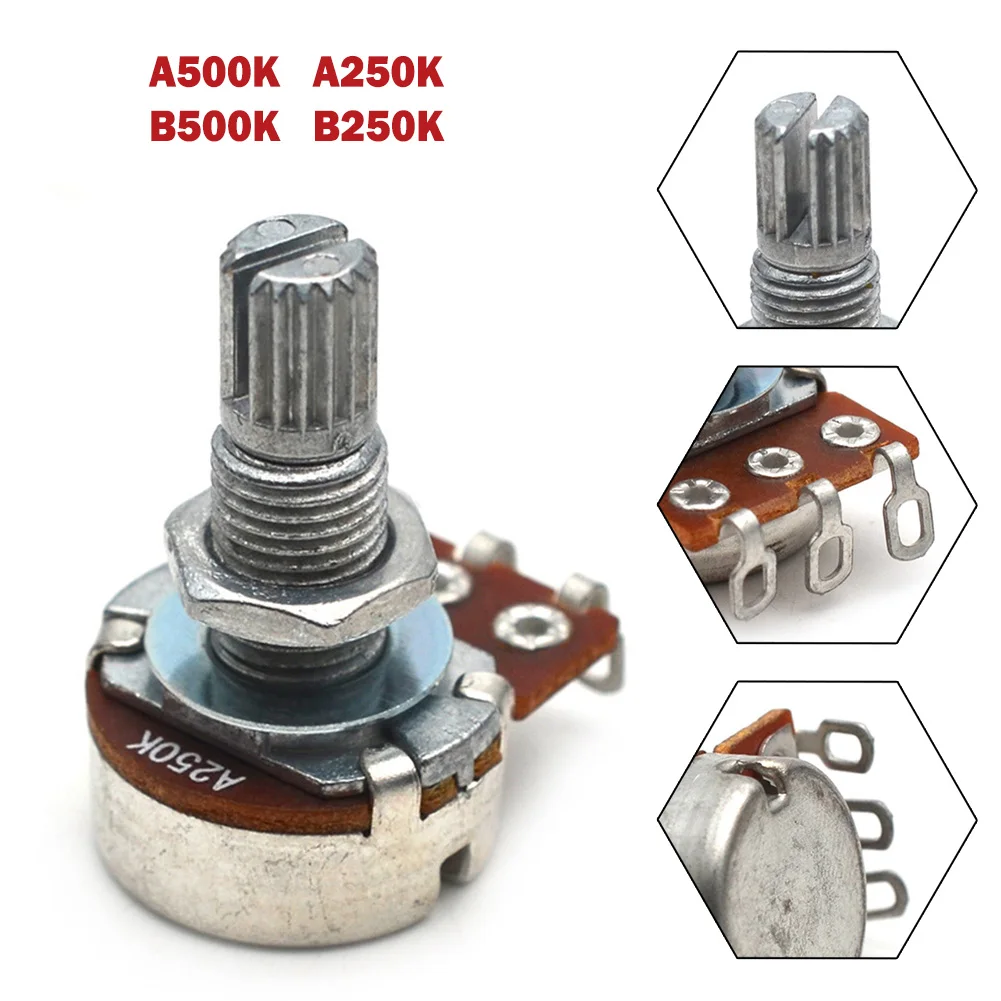 High Quality Guitar Potentiometer Guitar Parts/kits 250K Or 500K Ohms 18mm Pots Shaft Approx.10g B250K Guitar Volume Tone