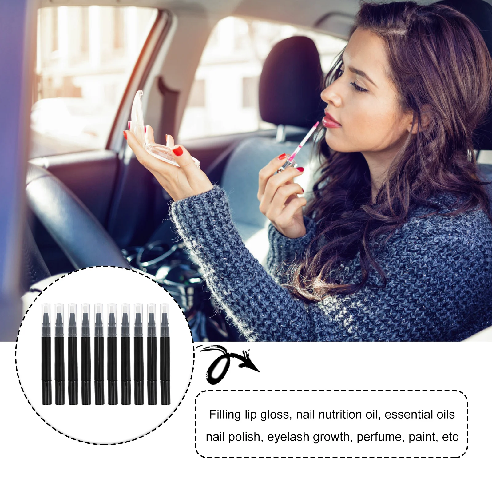 

10 шт., пустые ручки для лака для ногтей, блеск для губ, эфирное масло, аппликатор для питания кутикулы, контейнер для макияжа, контейнер для жидкости, кисть, инструмент
