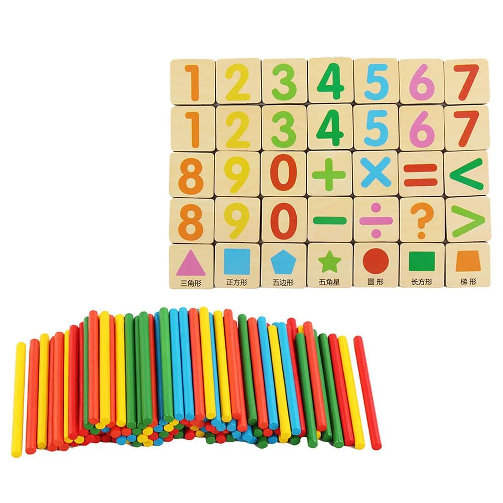 100pcs Wooden Math Counting Sticks Blue Blocks Kids Calculation Learning Magnetic Arithmetic Game Educational Number Rods