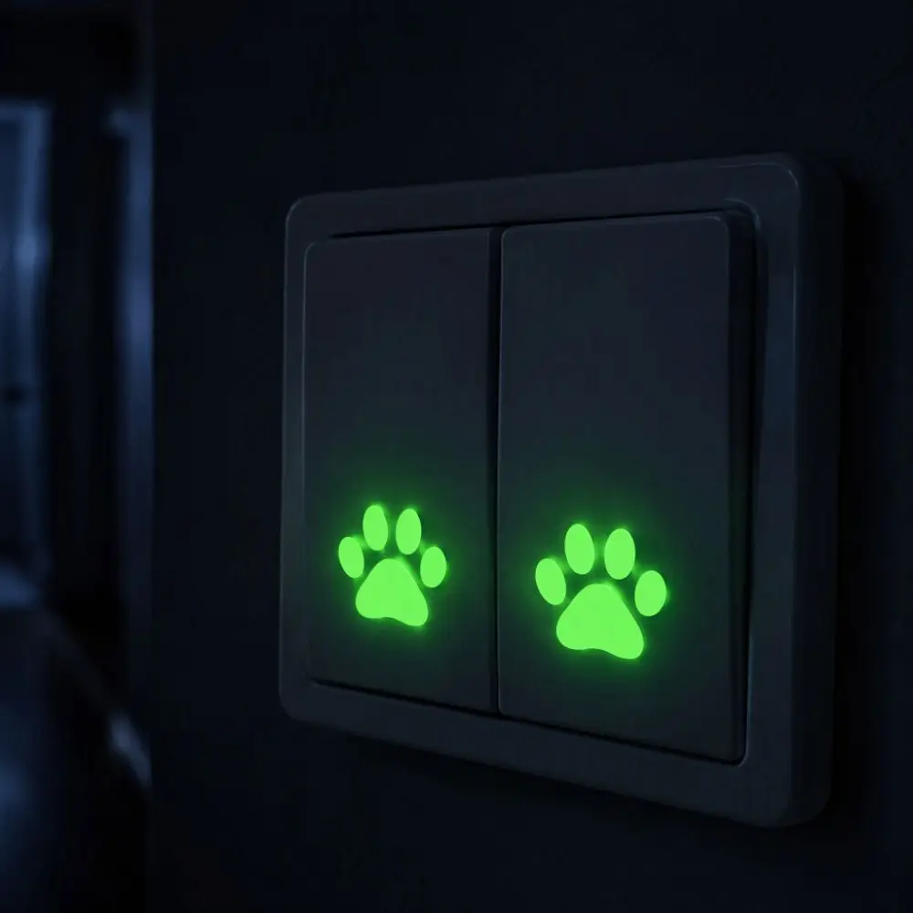 10/20Pcs Creative Fluorescent Paw Wall Sticker Self-adhesive Glow-in-the-Dark Luminous Wallpaper Removable Waterproof