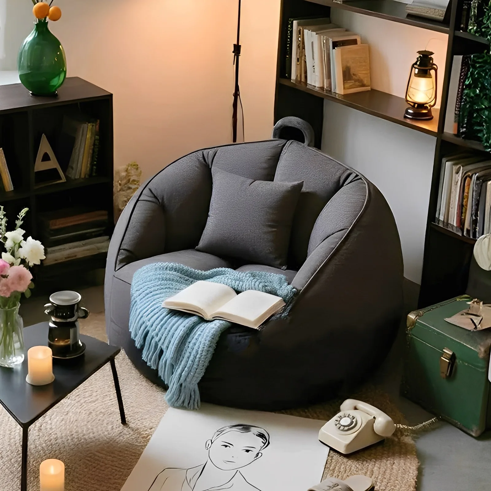 

Lazy sofa reclining sleeping single lazy chair human kennel tatami bedroom small sofa bean sandbag recliner