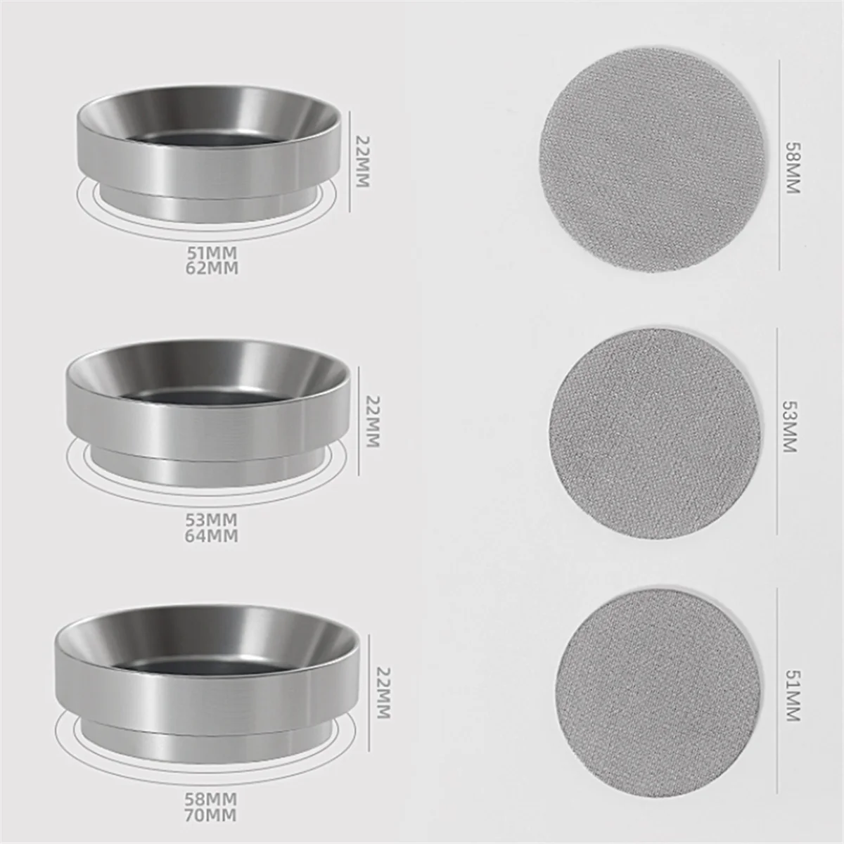 A58E-Coffee Stirrer Distributor Needle Coffee Stirrer Espresso Stainless Steel Receive Powder Ring Set Coffee Tool 58MM