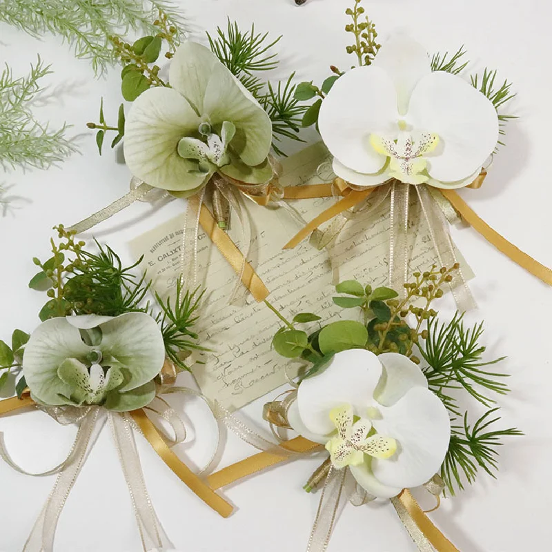 Boutonniere e Wrist Corsag, Suprimentos Do Casamento, Flower Art Simulação, Celebração de Negócios, Abrindo Convidados, 396