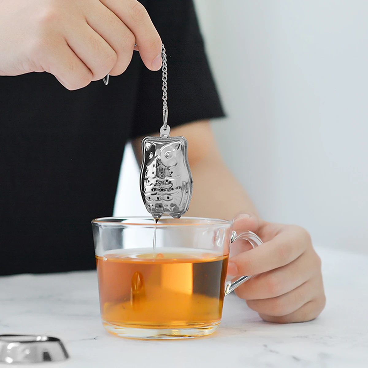 

3PCS Stainless Steel Tea Infuser Filter Strainer Silver Green Coffee Leaker Chain Reusable Easy Clean Durability Loose Leaf Fits