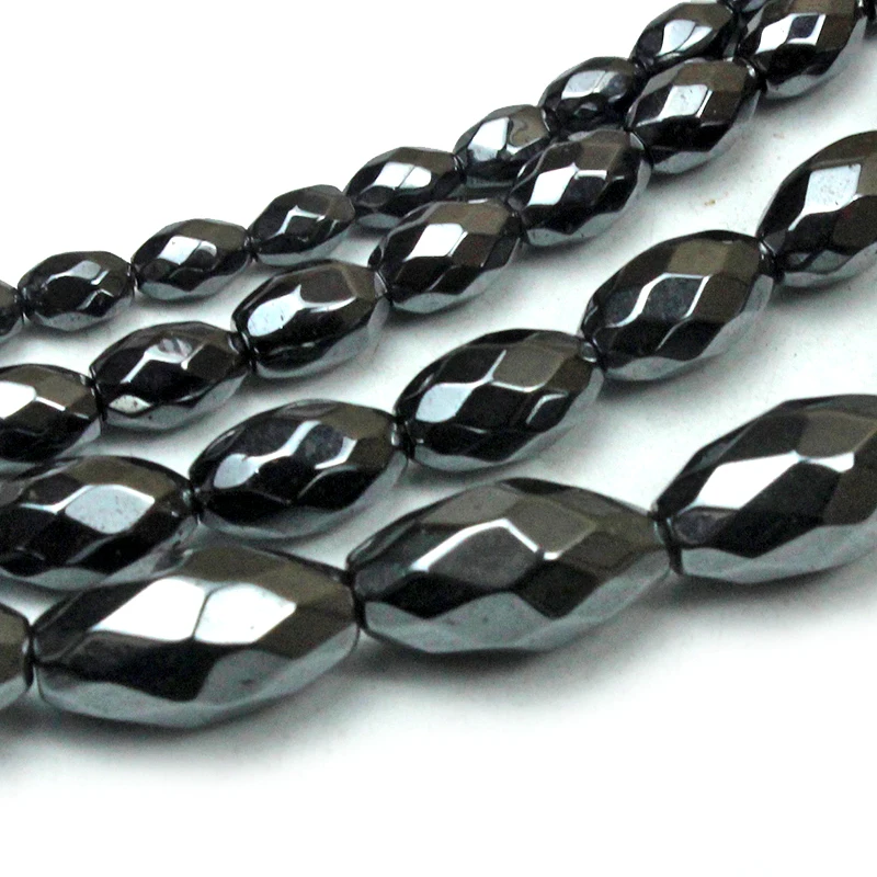 Natural Black Hematite Rice Shape Loose Cut Beads For Jewelry Making Strand 15 inch DIY Jewelry Accessorries For Men Women Gifts