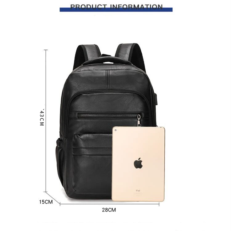 Hohe Qualität USB Lade Rucksack Männer PU Leder Rucksack Große Laptop Rucksäcke Männlichen Mochilas Schul Für Jugendliche Jungen – Detail 2