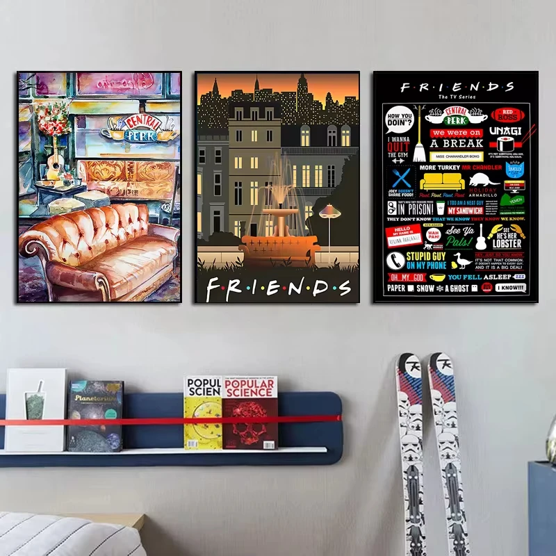 Friends TV Show Poster Central Perk Design Quotes Friends Canvas Painting Print Wall Art Pictures for Living Room Decor Cuadros