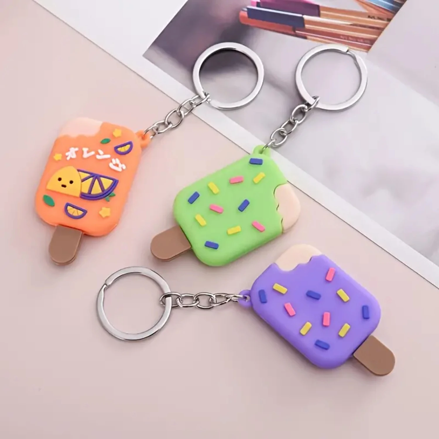 3D Cute Avocado Pineapple Keychain Men's Trend DIY, Multi-color Fruit Series PVC Soft Rubber Backpack Charm Pendant Keychain Acc