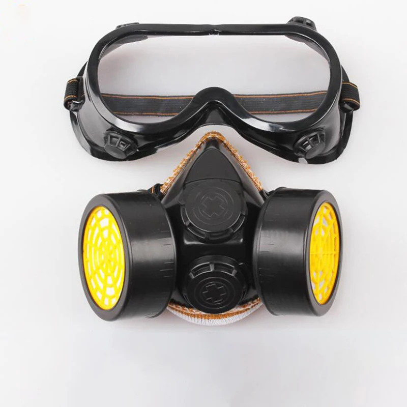 Dustproof Gas Mask Half Face Mask Safety Activated Carbon Anti Dust Filters with Goggles Breathing Respirator Mask