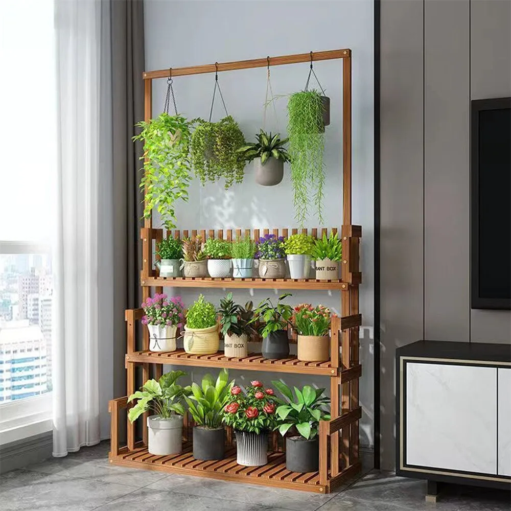 

3 Tier Plant Shelf Hanging Bar Plant Stand Flower Rack for Garden Patio Balcony
