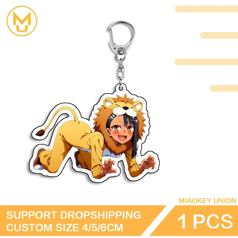 Lovely Lion Nagatoro San Prone Posture Double Sided Acrylic Keyring Ingenious Luxury Creative Personality Amusing Jewelry