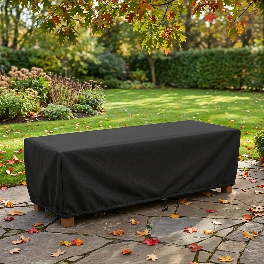 Rectangular Outdoor Bench= Cover 161*39*46cm Weatherproof 210D Oxford Fabric Patio Furniture Dust Rain Snow Protection