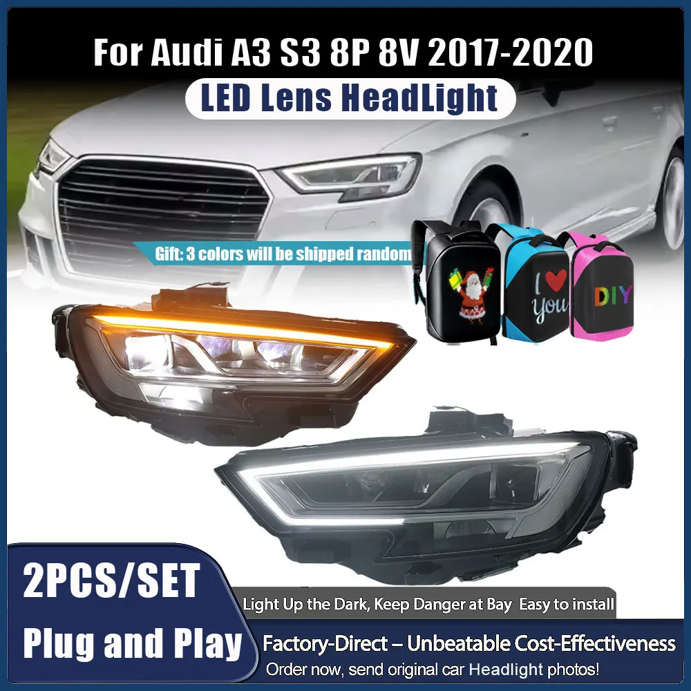 

Car Front Lights for Audi A3 S3 8P 8V 2017 2018 2019 2020 Headlights Projector Lens DRL Front Head Lamp Automotive Accessories
