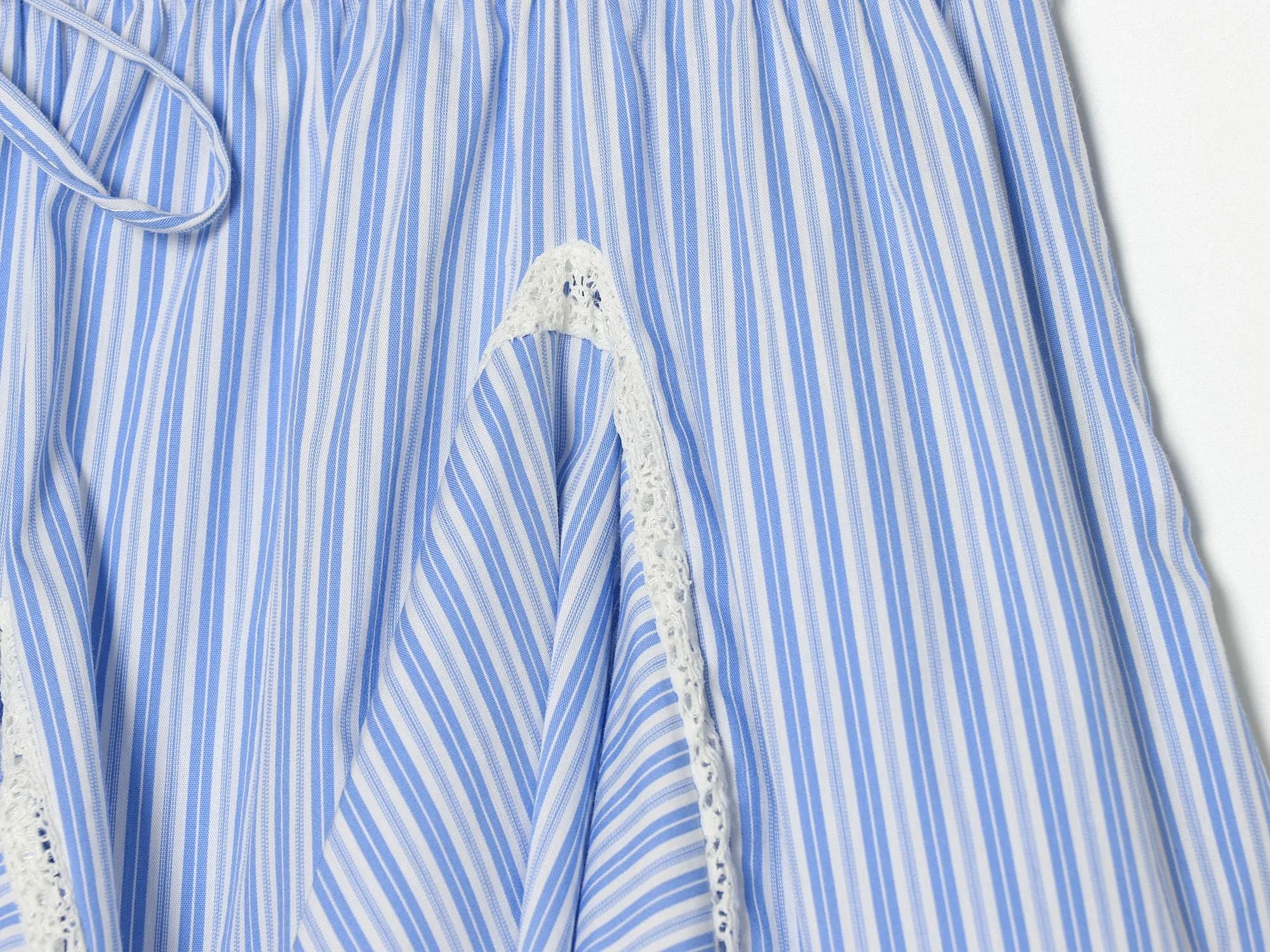 BSAY 2026 New Women Bubble Sleeve Mandarin Collar Striped Top Mid Waist Contrast Spliced Striped Mini Skirt 2 Piece Matching Set