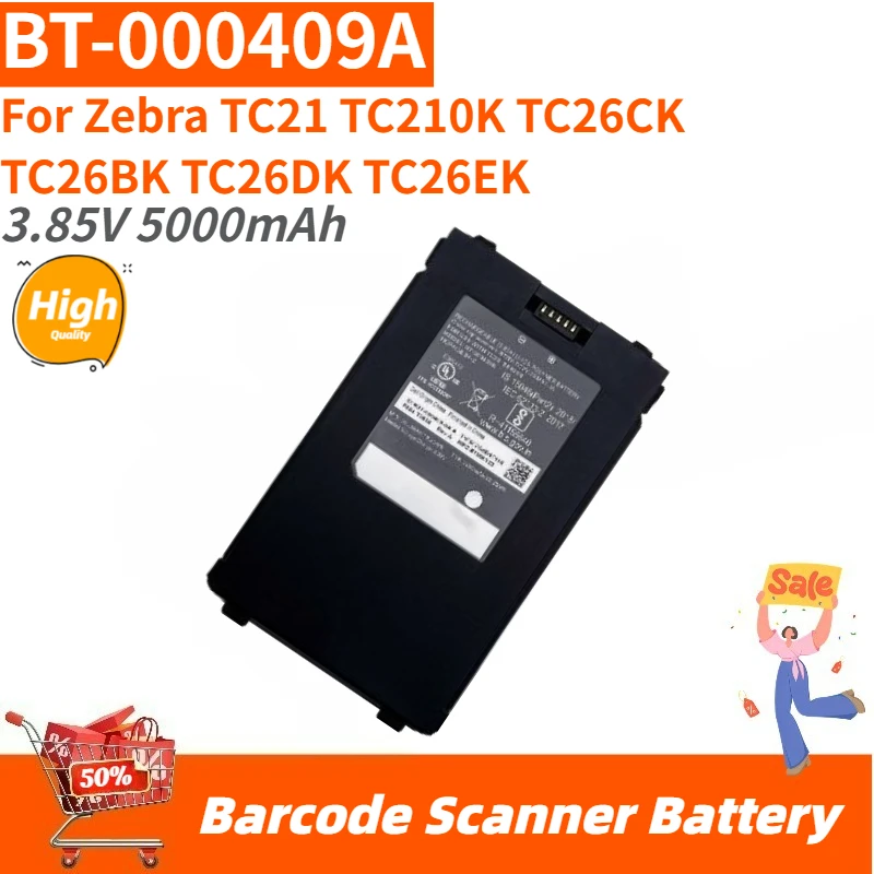 

BT-000409A High Quality Barcode Scanner Battery 3.85V 5000mAh For Zebra TC26CK TC26BK TC21 TC210K TC26DK TC26EK Brand New