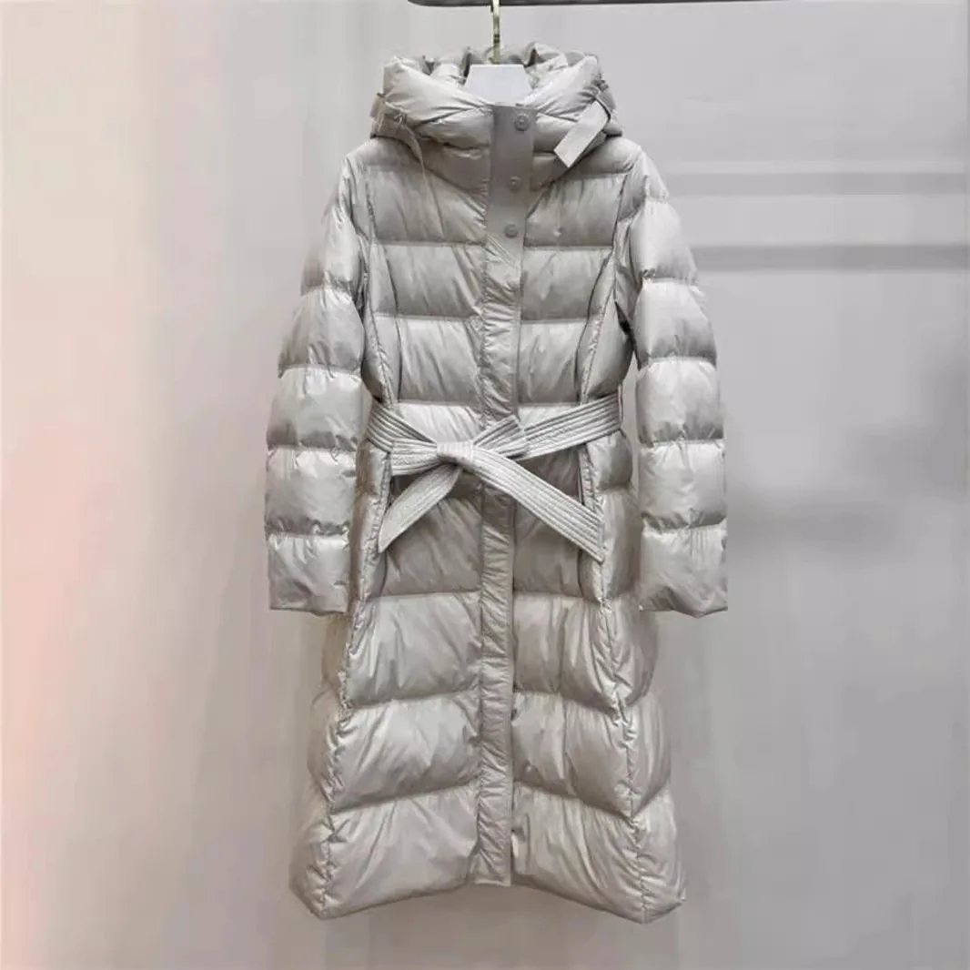المرأة متوسطة طويلة سترة بيضاء أسفل الخريف الشتاء ضئيلة مقنعين الدافئة أسفل معطف الإناث ضئيلة سماكة طويلة سترات أبلى #5