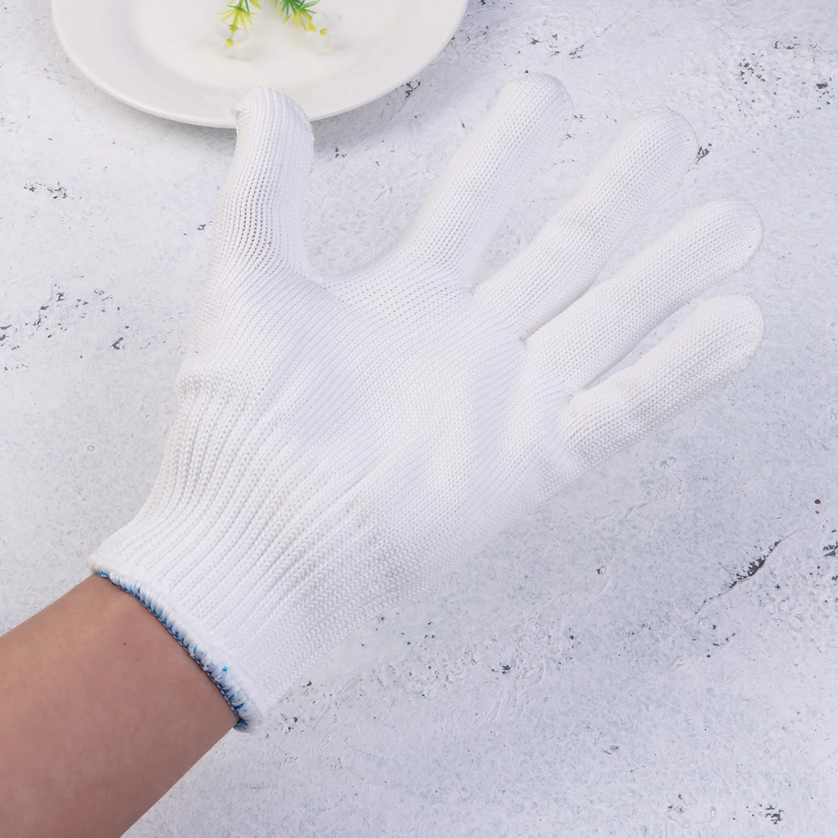 

Cut Resistant Gloves Level 5 White Inner Safety Stainless Steel Wire Size L Protective Gloves for Garden Work Wood Carving