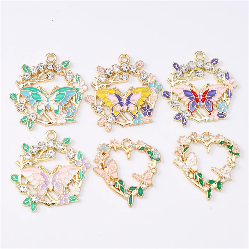 

Duarte 20Pcs/Lot Cute Enamel Flying Butterfly Flower Charms Pendants for Jewelry Making Necklaces Earrings Accessories DIY Gifts