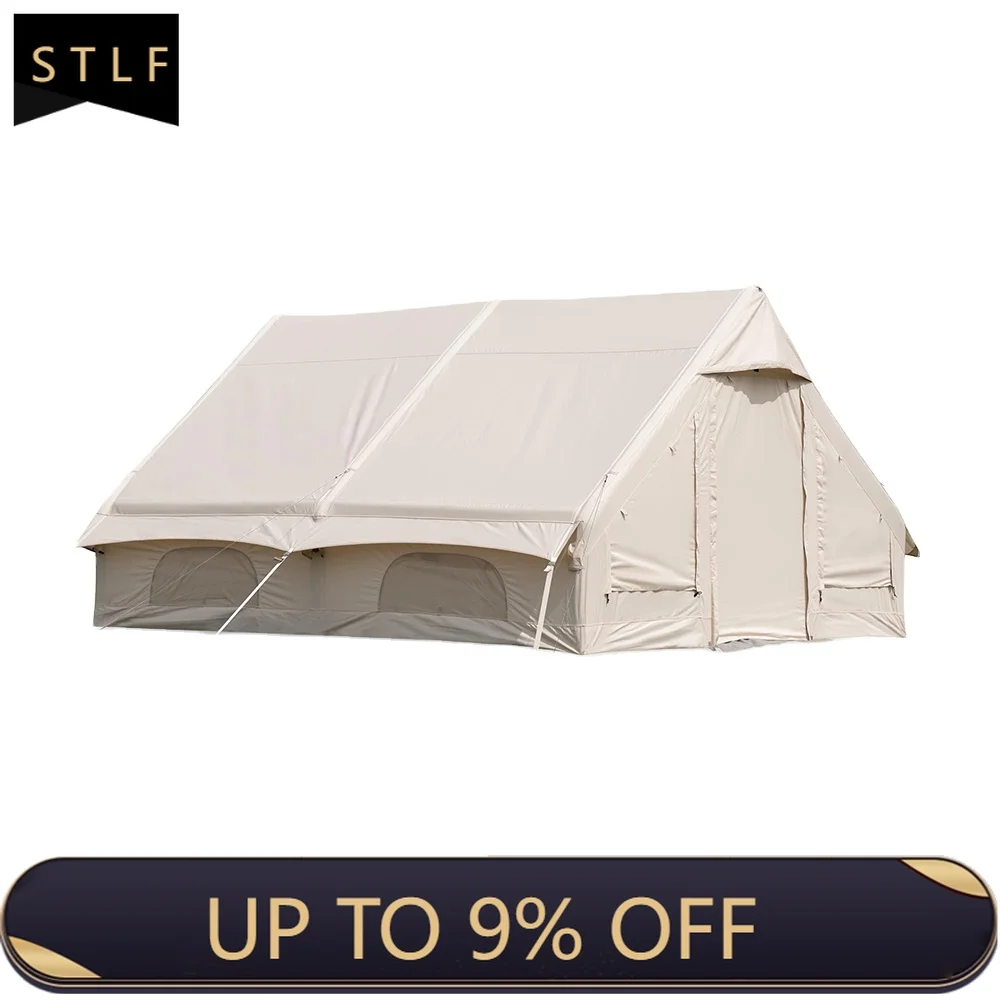 

Надувная палатка для 4-8 человек, 4-сезонная, водонепроницаемая, ветрозащитная, из ткани Оксфорд, семейная палатка для кемпинга с воздушным насосом