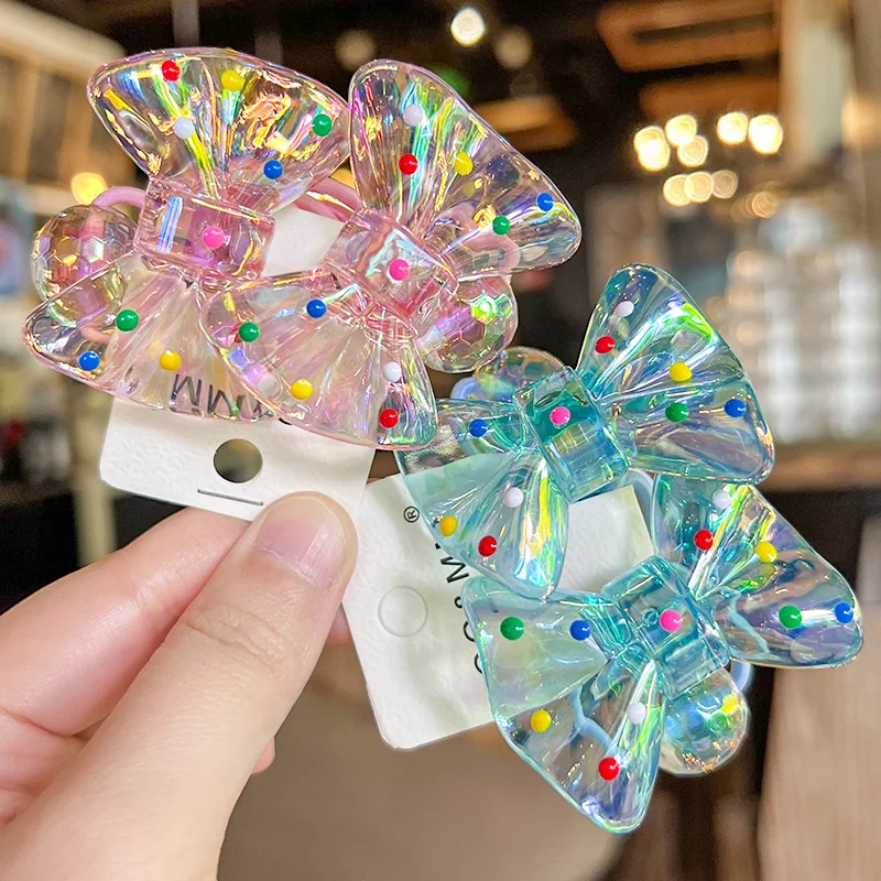 

Милые резинки для волос с бантиками для девочек, в горошек, эластичные, с танцующими бусинами, не повреждают волосы