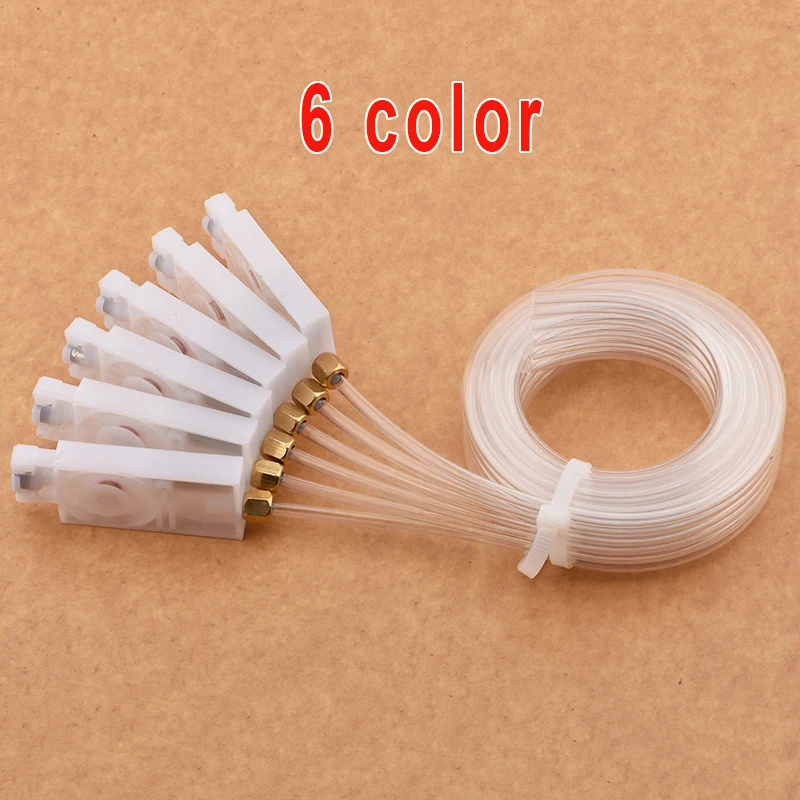 1SET For Epson XP600 TX800 ink damper filter 6 meter 6 color ink tube hose pipe pipe line with square damper screw nuts oring