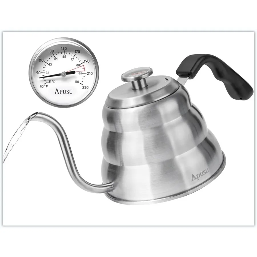 

Pour Over Kettle for Manual Drip Coffee and Tea with Builtin Thermometer 28oz Gooseneck Design Stainless Steel Water Kettle wit