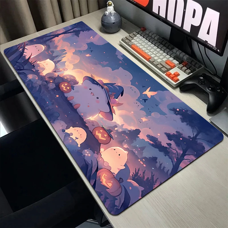 Halloween Little Ghost Mouse Pad WaterProof Mats Desk Pumpkin Gaming Accessories Anime Office Carpet 40x45 40x90 Table Cushion