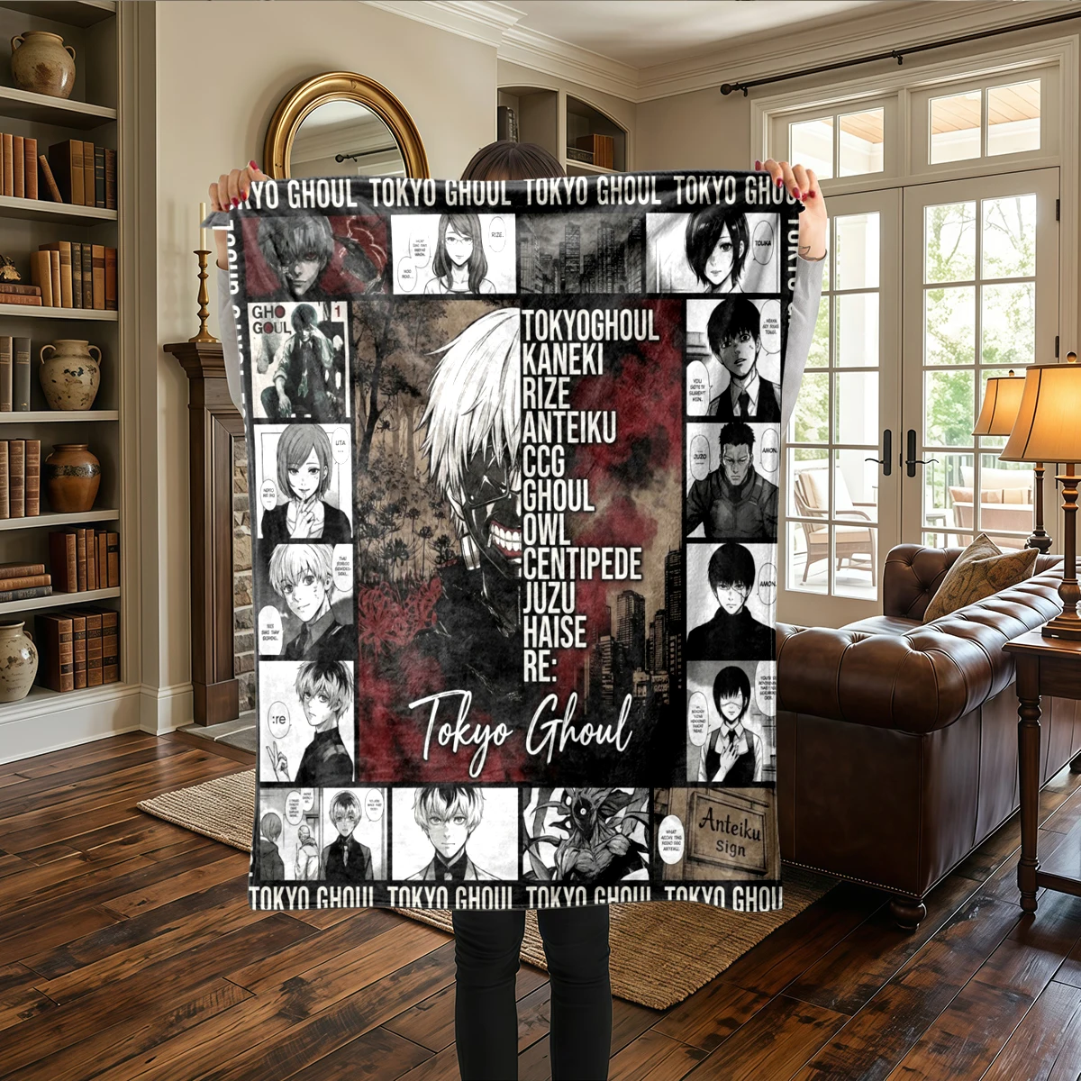 Tokyo Ghoul Printed Flannel Blanket Warm Comfortable, For Bedrooms, Sofas, Travel -HE71