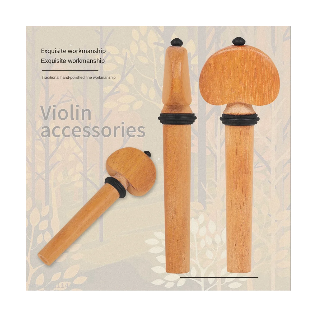 High-Grade Violin Four-Piece Set (Hematoxylin Stringed Board+String Shaft+Chin Rest+Tail Nail) Violin