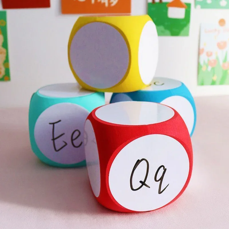 DIY leere Würfel zum Schreiben/Wischen von Würfeln, tragbar, reinigbar, leere Spielwürfel für den Unterricht im Klassenzimmer, trocken abwischbare Würfel im Freien – Detail 7