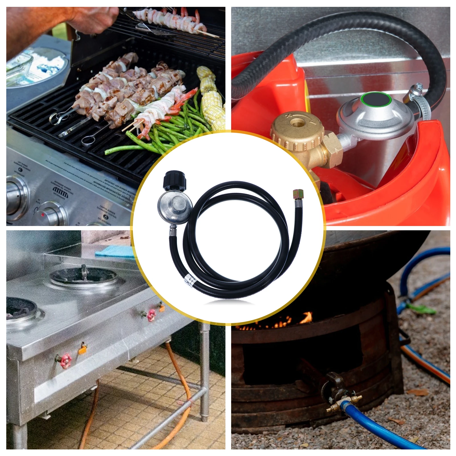

Pressure Reducing Valve Adapter BBQ Stove Low Brass Propane Gas Regulator Hose Durable Solid Construction Easy Install