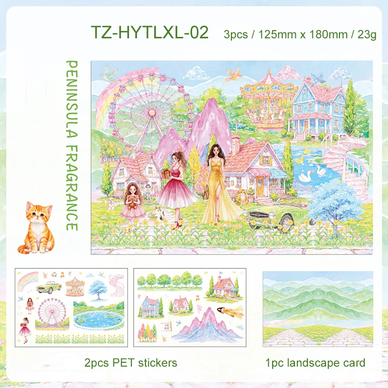 JIANWU Flower Garden Tour Series Vintage karakter kasteel landschap materiaal collage sticker creatief DIY dagboek briefpapier