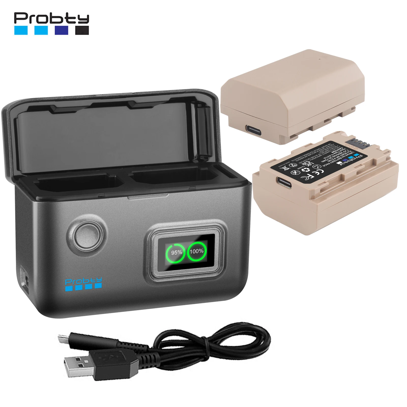 2800mAh NP-FZ100 Battery with USB-C Port for Sony A7 III A7 IV A7C A7R III A7R IV A7R V A7S III A1 A9 II FX3 FX30 A7R3 ZV-E1