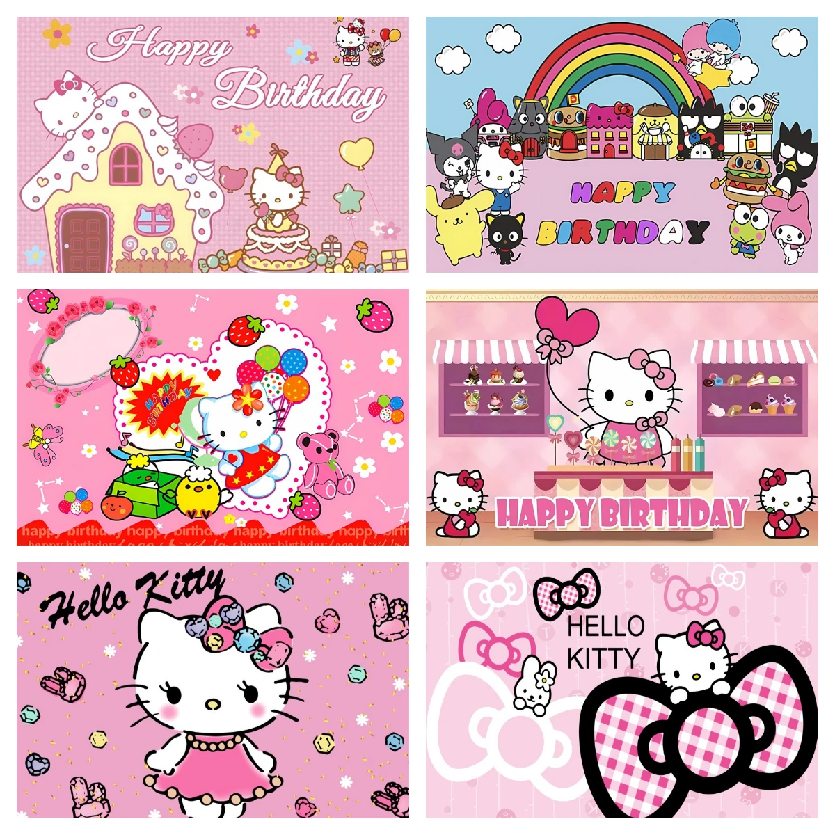 

Hello Kitty Melody Photo Backdrop Background For Photography Baby Shower Birthday Decoration Party Props Kid's Party Supplies