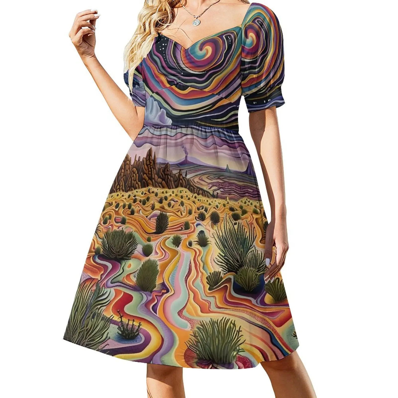 

Trippy Desert Night Short-Sleeved Dress Woman clothing Dress women