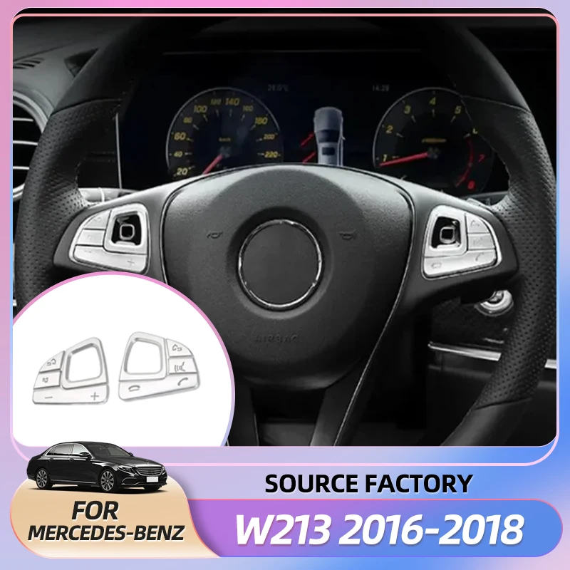 

Внутренние наклейки для Mercedes Benz E Class W213 2016-18 ABS Chrome, Стайлинг автомобиля, кнопка на руль, декоративная отделка Striker In