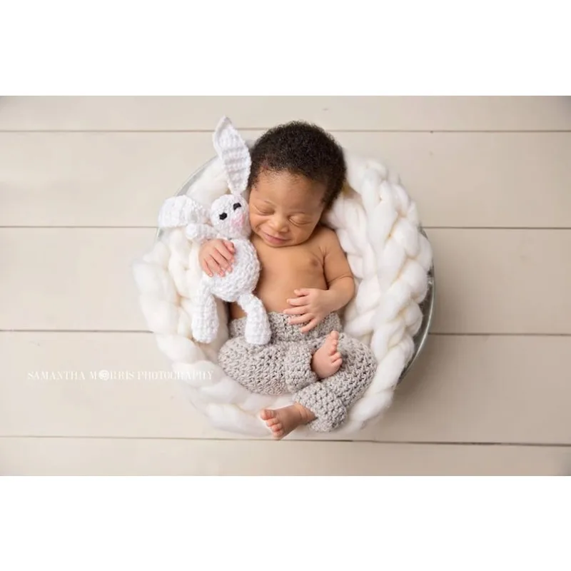 Basket Filler Newborn Photography Props Merino Wool Braid  2M  Baby Accessories Newborn Acessórios Fotografia 크리스마스 아기옷