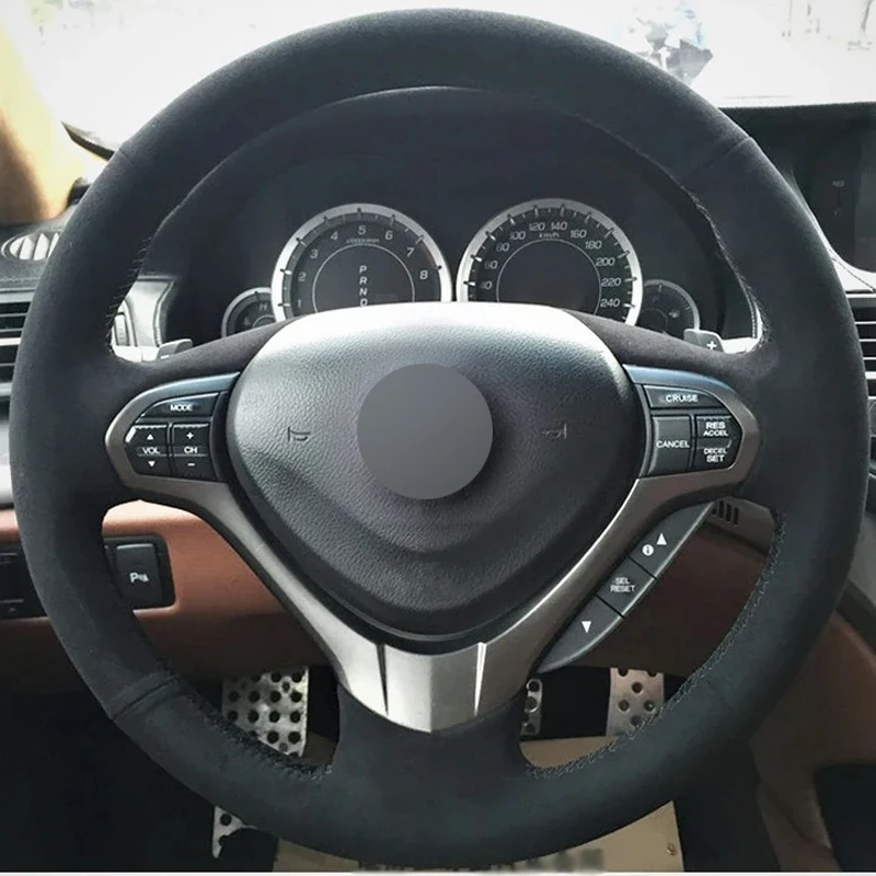 

Alcantara Real Leather Steering Wheel Cover Black Thread Hand Stitching Car Steering Wheel Wrap Car Accessoires for Acura TL